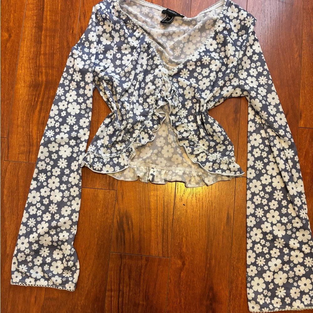 Floral ruffle long sleeve